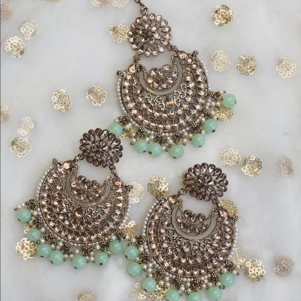 Indian jewelry tikka set in mint